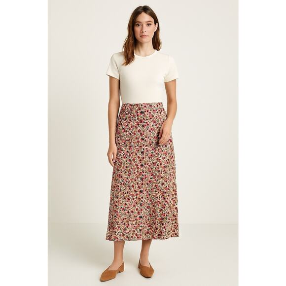 NWT Vintage Christopher & Banks Skirt Button Front Midi Maxi Burgundy Pink Sz 4 - Picture 1 of 12